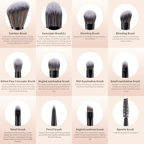 docolor Double Sided Makeup Brushes, 6Pcs Double Ended Eyeshadow Brush Set Professional Eye Makeup Brushes Set Foundation Eyeshadow Blending Eyebrow Travel Make Up Brushes Kits - color: White