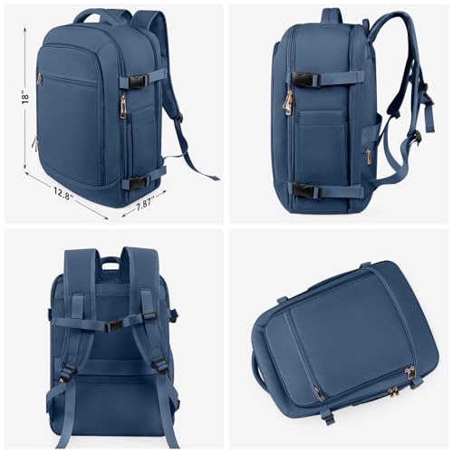Rinlist Travel Backpack, Carry-on Backpack for Men Women, Travel Backpack Carry on Flight Approved, 40L Personal Item Backpack Personal Item Backpack Bag, Travel Essentials, Dark Blue - color: Dark Blue