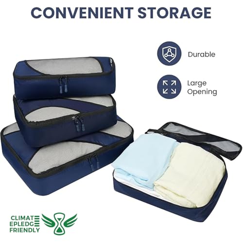 BAGAIL 6 Set Packing Cubes,Travel Luggage Packing Organizers - color: The Navy, style: 6 Set