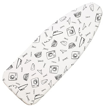Seiritex Wide Ironing Board Cover and Pad 18 x 49 inch Heat Reflective with Hook and Loop Fasteners, Thick Padding with Elasticized Edges, 3 Layers Iron Board Cover (White) - color: White, size: 18x49