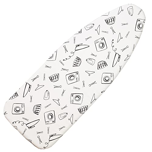 Seiritex Wide Ironing Board Cover and Pad 18 x 49 inch Heat Reflective with Hook and Loop Fasteners, Thick Padding with Elasticized Edges, 3 Layers Iron Board Cover (White) - color: White, size: 18x49