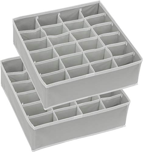 Simple Houseware 2 Pack Closet Sock Organizer, 24 Cell Drawer Divider, Gray - color: Gray, size: 2 Pack