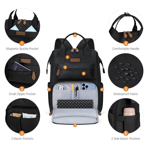 Maelstrom Laptop Backpack, Fits 15.6-17.3 Inch Travel Backpack Gift for Women Men, Waterproof College School Computer Bag, Anti-theft Business Work Bag with Luggage Strap (Black, 15.6 Inch) - color: Black, size: 15.6 Inch