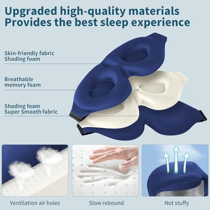 ZGGCD Sleep Mask for Side Sleeper, Light Blocking Sleeping Eye Mask for Women Men, 3D Contoured Cup Night Blindfold, Luxury Eye Cover Eyeshade with Adjustable Strap for Travel, Nap, Blue - color: Blue
