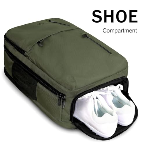 MATEIN Carry on Travel Laptop Backpack, Large Flight Approved Personal Item Travel Backpack with Shoe Compartment, Water Resistant Weekender Overnight Bag Fit 17 Inch Laptop, Green - color: Green, size: X-Large