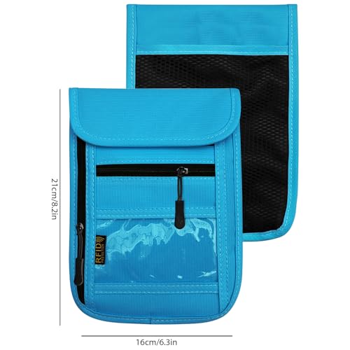 RFID Blocking Travel Neck Wallet Pouch and Passport Holder, Travel Neck Pouch Passport Holder for Women & Men - Light Blue - color: Light Blue