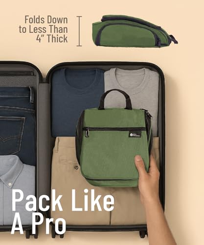 D&D Wanderlust D&D Hanging Travel Toiletry Bag for Men and Women – Cosmetics, Makeup and Toiletries Organizer Kit with 10 Compartments - color: 2 Pack Green