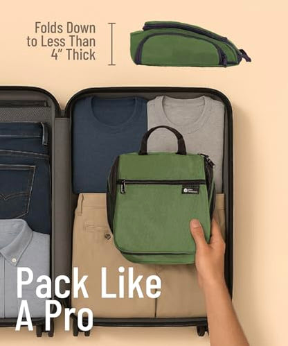 D&D Wanderlust D&D Hanging Travel Toiletry Bag for Men and Women – Cosmetics, Makeup and Toiletries Organizer Kit with 10 Compartments - color: 2 Pack Green