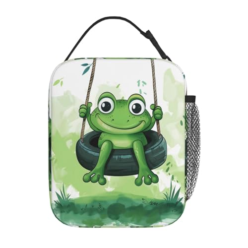 Insulated Lunch Box for Kids Boys Girls, Reusable Lunch Bag for School, Office, Work, Picnic, Travel, Cute Green Frog Lunch Box - color: lunch box 115