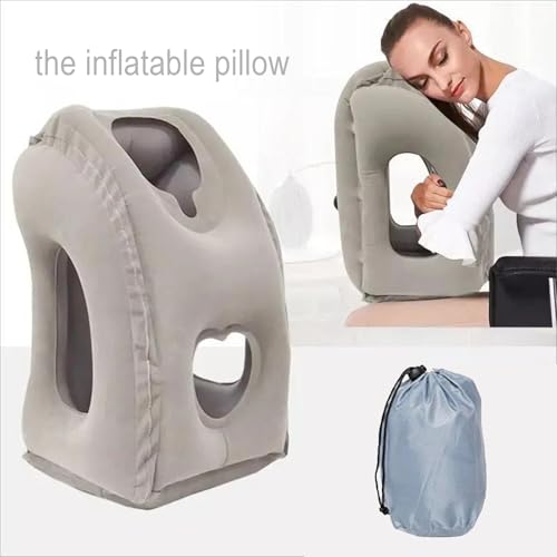 Inflatable Travel Pillow for Airplanes-Neck Support Pillow for Long Flights, Portable & Comfortable Airplane Sleep Pillow, Blow Up Pillow for Travel, Office, Camping (Ergonomic Design, Easy to Carry)