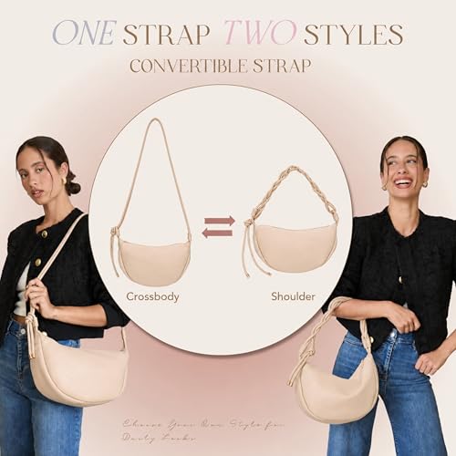Mali&Lili Hobo Shoulder Bag for Women, Aria Convertible Crossbody Bags for Women, Vegan Leather purses, Shoulder Handbags - color: Sand