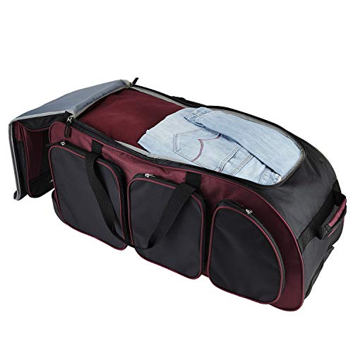 Travelers Club Xpedition 30 Inch Multi-Pocket Upright Rolling Duffel Bag - color: Crimson Red