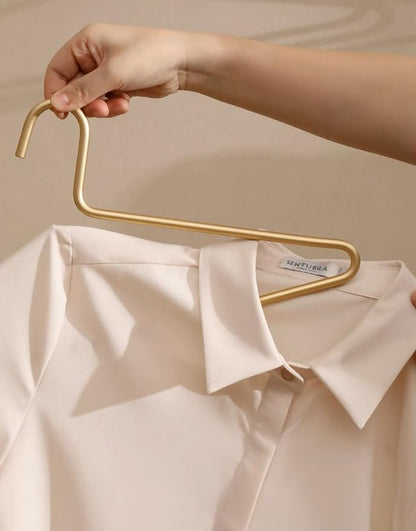 Premium Matte Gold Aluminum Coat Hangers 6 Piece Set, 16.5” Extra Smooth & Durable Metal Shirt Dress Hanger,Aluminum Alloy Hanger,Clothing Support,Clothing Hang - style: Golden Elegant Hanger（6）