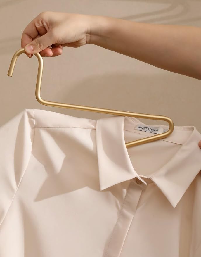 Premium Matte Gold Aluminum Coat Hangers 6 Piece Set, 16.5” Extra Smooth & Durable Metal Shirt Dress Hanger,Aluminum Alloy Hanger,Clothing Support,Clothing Hang - style: Golden Elegant Hanger（6）