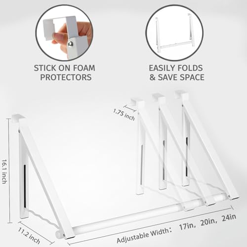 Over The Door Clothes Hanger Rack Foldable Space-Saving Over The Door Hooks for Laundry Drying Bathroom Towels & Home Office(White)