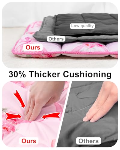 Primlect Thickened Toddler Nap Mat with Removable Pillow and Minky Blanket, Extra Large 55''x35'' Sleeping Bag, Washable, Roll up, Perfect for Daycare, Preschool, Kindergarten, Boys and Girls Bow - color: Pink Bow