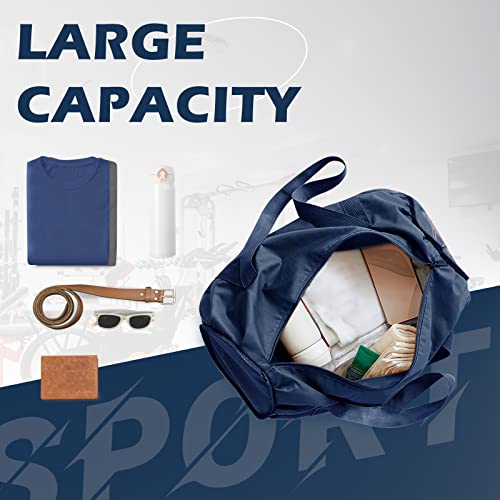 Foldable Sports Gym Duffel with Wet Dry Pocket, Ultralight Travel Carry on Bag, Overnight Weekender for Travel, Beach (Blue) - color: Blue