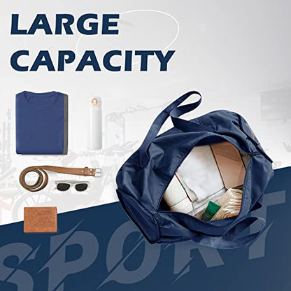 Foldable Sports Gym Duffel with Wet Dry Pocket, Ultralight Travel Carry on Bag, Overnight Weekender for Travel, Beach (Blue) - color: Blue