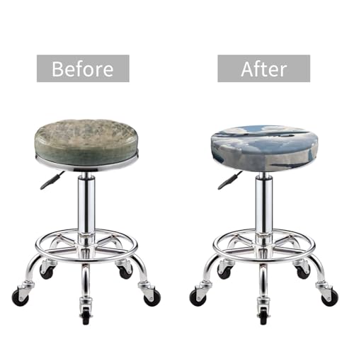 Round Bar Stool Covers 12 Inch, Airplane Art, 3-Layer Velvet Circular Seat Cushion Covers, Washable Non-Slip Chair Pads for Round Stools, Suitable for Thick Within 2.76 Inch - size: 12 inch