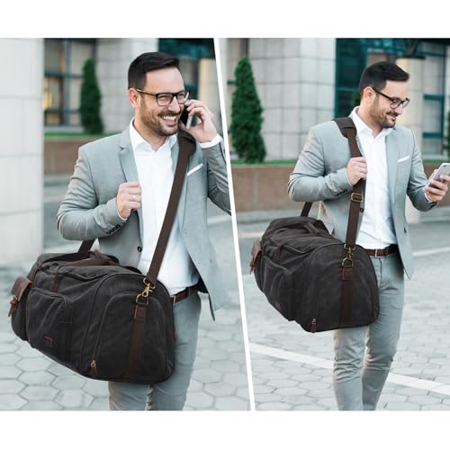S-ZONE Garment Bags for Travel Convertible Garment Duffle Bags for Travel Suit Carry on Luggage for Men Hanging Suitcase - color: Black