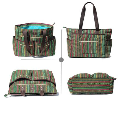 Weekender Bag Carry On Bag Overnight Tote Travel Duffle with 13 Pockets for Travel,Work，Gym,Beach,Teacher,Nurse - color: Green