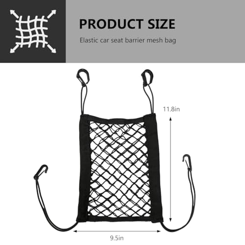 2-Layer Car Mesh Organizer, Seat Back Net Bag Stretchable Barrier of Backseat Pet Kids, Four-Side Elastic Storage Netting Pouch Cargo Tissue Purse Holder Between Front Seats - color: 2-Layer Four-Side