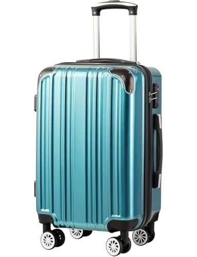 Coolife Luggage, Suitcase with Durable and Lightweight, Large Checked Luggage with PC+ABS Hardshell Expandable, Dual Spinner Wheels, TSA Lock, and YKK Zipper(green new, L(28in)) - color: green new, size: L(28in)