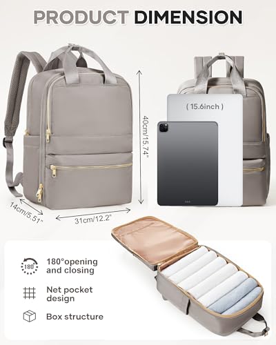 wepadre Small Travel Backpack Carry on Flight Approved Personal Item Travel Bag Carry on Backpack for Women Work Laptop Backpack for Traveling Carry on Luggage - color: Khaki