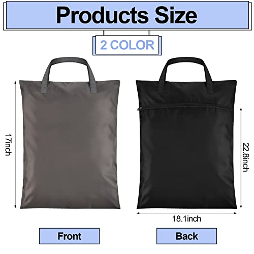 Oudain 2 Pcs Travel Laundry Bags Waterproof with Handle Dirty Clothes Bag for Traveling Hanging Laundry Hamper with Two Zippered Pockets Washable Reusable for Sports Home Travel College - color: Black, Gray