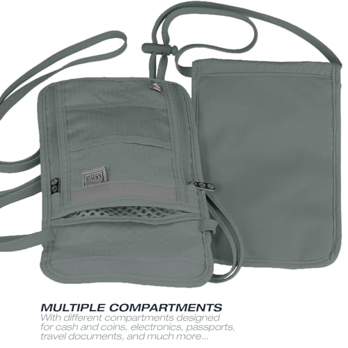 Lewis N. Clark Stash Neck Travel Wallet, RFID Blocking Passport Holder, Protect Personal Information, Slate - color: Slate