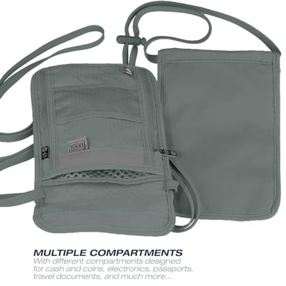 Lewis N. Clark Stash Neck Travel Wallet, RFID Blocking Passport Holder, Protect Personal Information, Slate - color: Slate