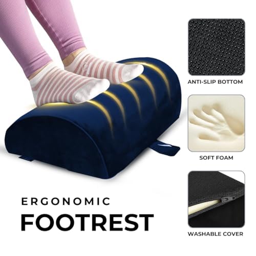 Friends of meditation Foot Rest for Office Chair | Foot Stool for Sofa | Ergonomic Foot Rest Under Table/Desk | Leg Resting Stool | Removable Cover | Blue - color: Blue