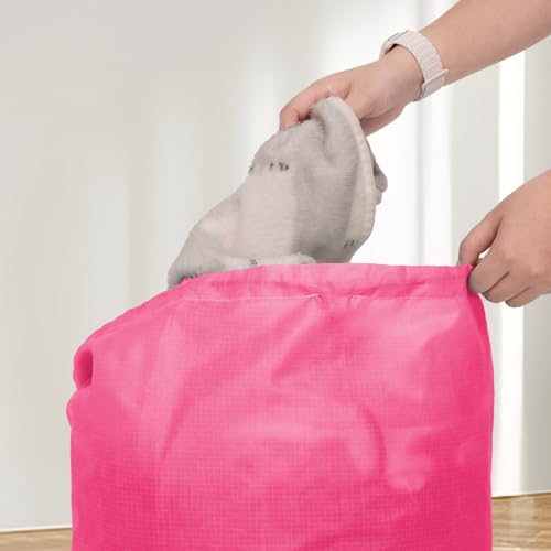 Laundry Bag Backpack Large Travel Laundry Bags with Shoulder Straps Durable Polyster Clothes Bag for College - color: Pink, size: Large