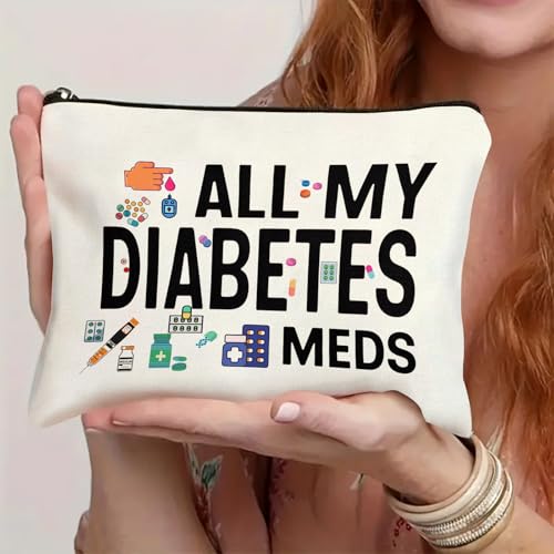 Medicine Storage Pouch with Diabetes, Medicines Bag, and Medical Supply Designs, White Canvas Zipper Cases, Multi-Use Functionality (Gift for Birthdays, Graduation, Christmas) (Style K) - style: Style K