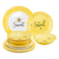 UPware 12 Piece Sweet Bees Melamine Dinnerware Sets, Outdoor Dishes Set, Plates and Bowls Sets, Service for 4, Yellow - color: Sweet Bees