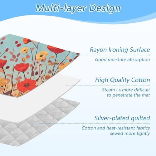 Autumn Poppy Flowers 01 Ironing Mat for Table top Portable Ironing Pad Blanket for Washer Dryer Countertop Travel - color: Autumn Poppy Flowers 01