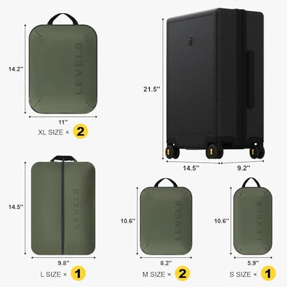 LEVEL8 Carry on Luggage Airline Approved, Small Carry on Suitcases with Wheels, Lightweight Hardside Textured Luggage for Travel, Tsa Approved, 20-Inch, Black - color: Black, size: Carry-On 20 Inch + 6PC