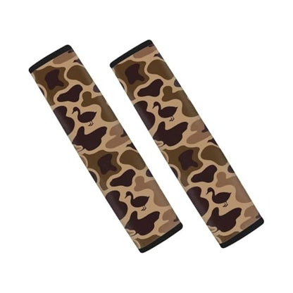2Pcs Car Seat Belt Cover Pads, Anti-Slip Brown Duck Camo Shoulder Strap Protects Universal Auto Seat Straps for Vehicle Truck SUV Van Sedan, Backpack Straps - color: Brown Duck Camo