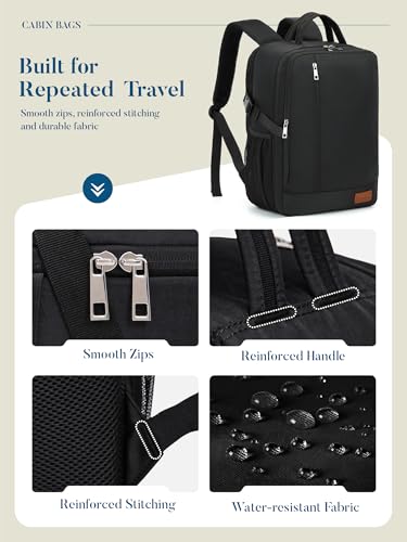 Lossga Travel Backpack, 18x14x8 Spirit Airlines Personal Item Travel Bag, Carry On Backpack Flight Aproved, Weekender Bags for Women and Men, 30L Water Resistant Lightweight Travel Backpacks - color: Black, size: 30L