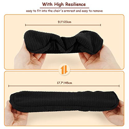 Trycooling 2 Pcs Polyester Removable Machine Washable Office Chair Armrest Slipcovers Covers (Length-30cm) (Black)