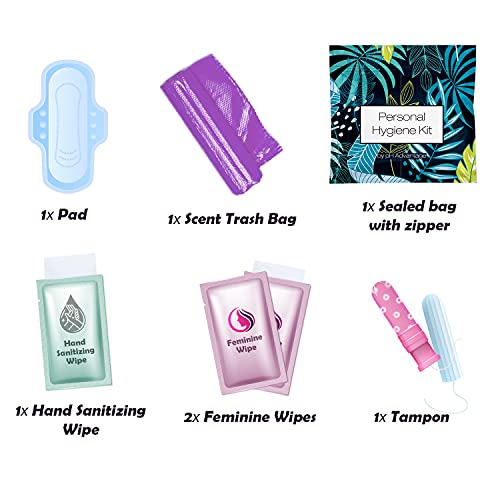 Menstrual Kit All-in-One | Convenience on The Go | Single Period Kit Pack for Travelling, Tweens & Teenagers | Individually Wrapped Feminine Hygiene Products (Blue Forest) - color: Blue Forest
