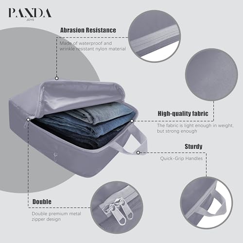 PANDA JOYS 4 Set Compression Packing Cubes Travel - Travel Accessories Expandable Packing Organizers for Carry On - Essentials Luggage Bags - Dark Grey - color: Dark Grey