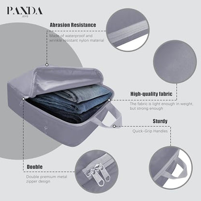 PANDA JOYS 4 Set Compression Packing Cubes Travel - Travel Accessories Expandable Packing Organizers for Carry On - Essentials Luggage Bags - Dark Grey - color: Dark Grey
