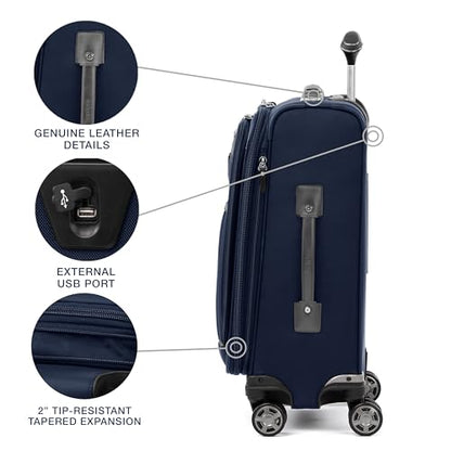Travelpro Platinum Elite Softside Expandable Luggage, 8 Wheel Spinner Suitcase, TSA Lock, Men and Women, Dark Blue, 2-Piece Set (21/25) - color: Dark Blue, size: 2-Piece Set (21/25)