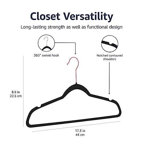 Amazon Basics Slim Velvet Non-Slip Space Saving Sturdy Suit Clothes Hangers, Closet Organizer, Black/Rose Gold, 30-Pack - color: Black/Gold, size: Pack of 30