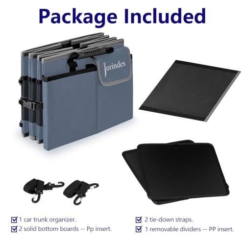 Trunk Organizer with Built-in Insulated Leak Proof Cooler Bag,Collapsible Cargo Organizer for SUV with Non Slip Bottom Strips,3 Large Compartments Foldable Waterproof Portable Car Storage Box XL - color: Grey with Cooler Bag