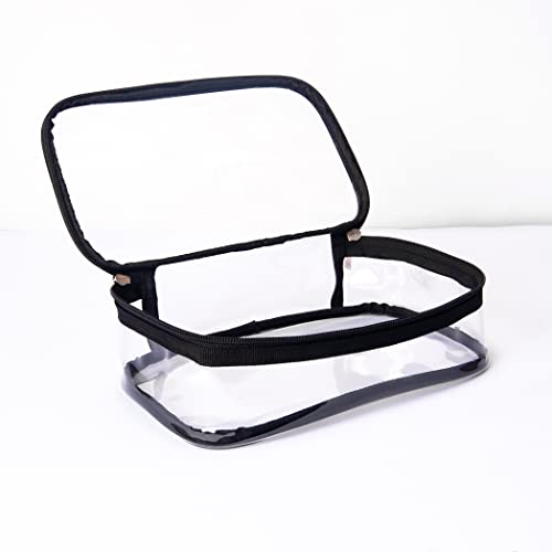 Portable Zippered Transparent Vinyl Travel Cosmetic Bag Clear PVC Makeup Kits Organizer Utility Pouch See Through Plastic TSA Approved Toiletry Carry Pouch - color: Clear