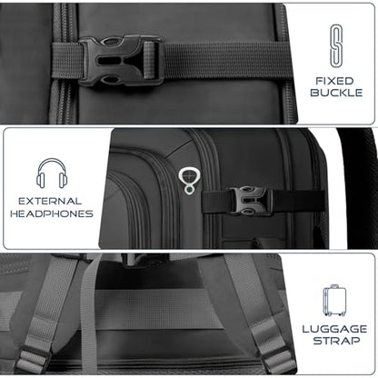 Travel Backpack, Extra Large Travel Backpack, TSA 18.4 inch Laptop Bag Flight Approved, Lightweight Business Luggage Bag, Gifts for Men Women, Black - color: Black, size: XX-Large