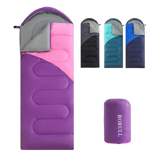 Sleeping Bags for Adults Cold Warm Weather,Backpacking Compact Lightweight Camping Sleeping Bag with Compression Sack for Kids,Camping Essentials Gear for Hiking,Travel,Climb,Outdoor, Indoor - color: 3lb-Purple and pink(R Zip)