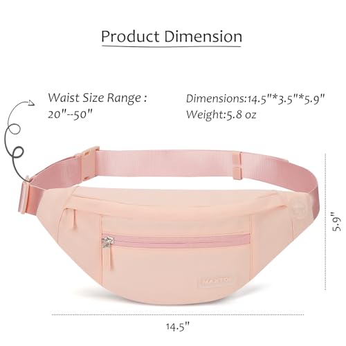 MAXTOP Large Crossbody Fanny Pack with 4-Zipper Pockets,Gifts for Enjoy Sports Festival Workout Traveling Running Casual Hands-Free Wallets Waist Pack Phone Bag Carrying All Phones - color: Mono Pink, style: Large Fanny Pack(4 Zipper Pockets)